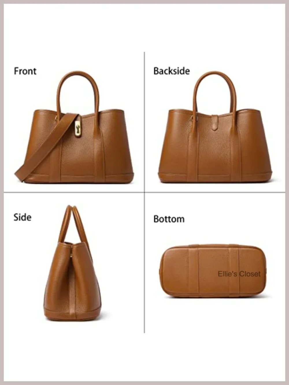 Full Grain Cowhide Leather Top Handle Satchel Bag Tote for Women with Twist Lock